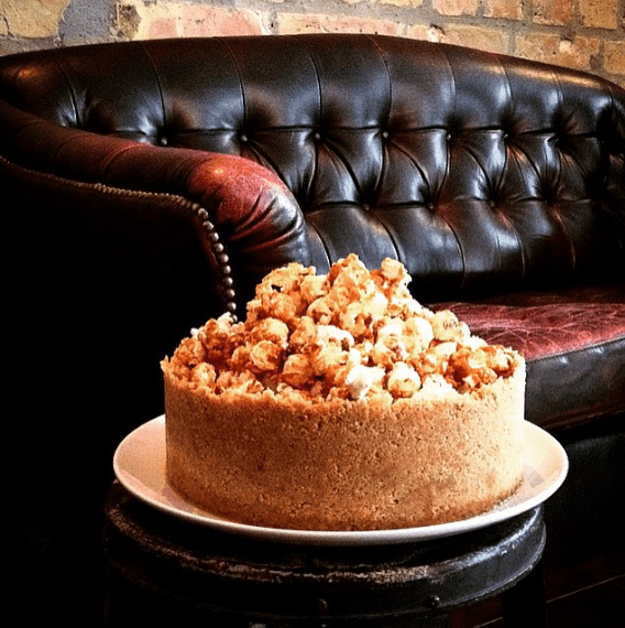 One of their fancy creations: popcorn cake at Distrikt Coffee in Berlin.
